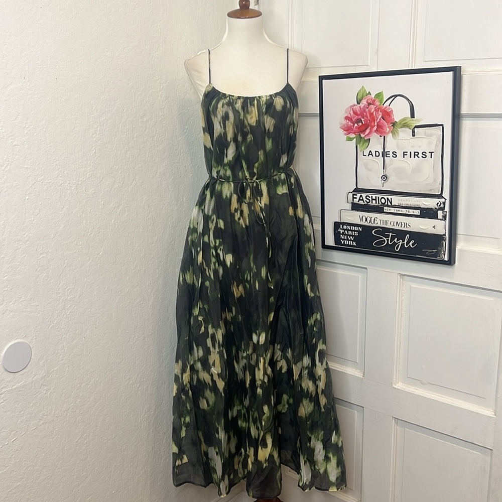 NWT Banana Republic Factory Organza Tie Waist Maxi Dress Size XS - Picture 2 of 8